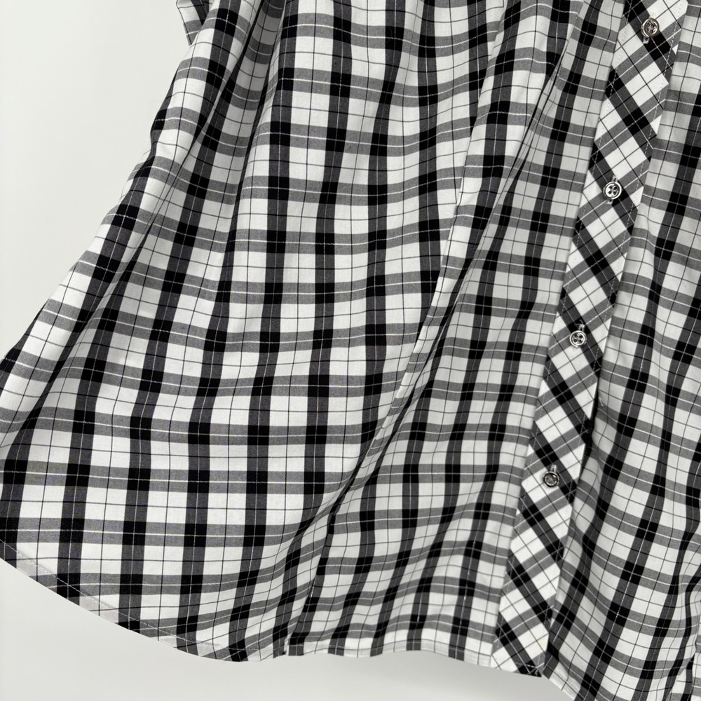 TALBOTS 20W‎ NON-IRON PERFECT SHIRT PLAZA PLAID BLACK WHITE COTTON - Picture 6 of 15